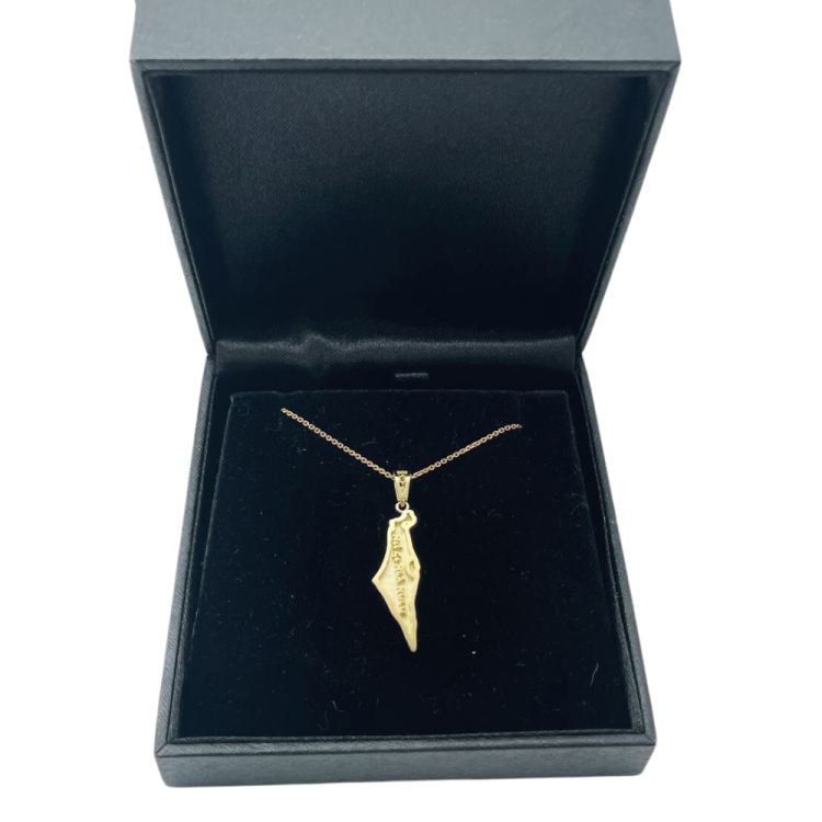 Map of Israel Ein Li Eretz Acheret Pendant in 14K Gold