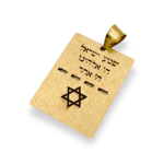 Shema Israel and Star of David Dog Tag Pendant in 14K Gold