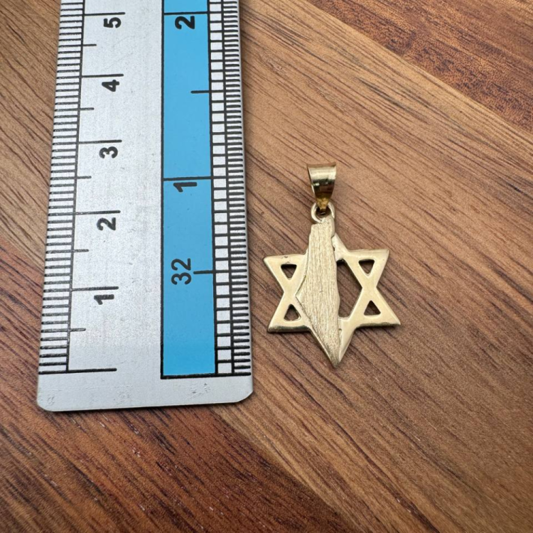 Star of David with Israel Map in 14K Gold Pendant