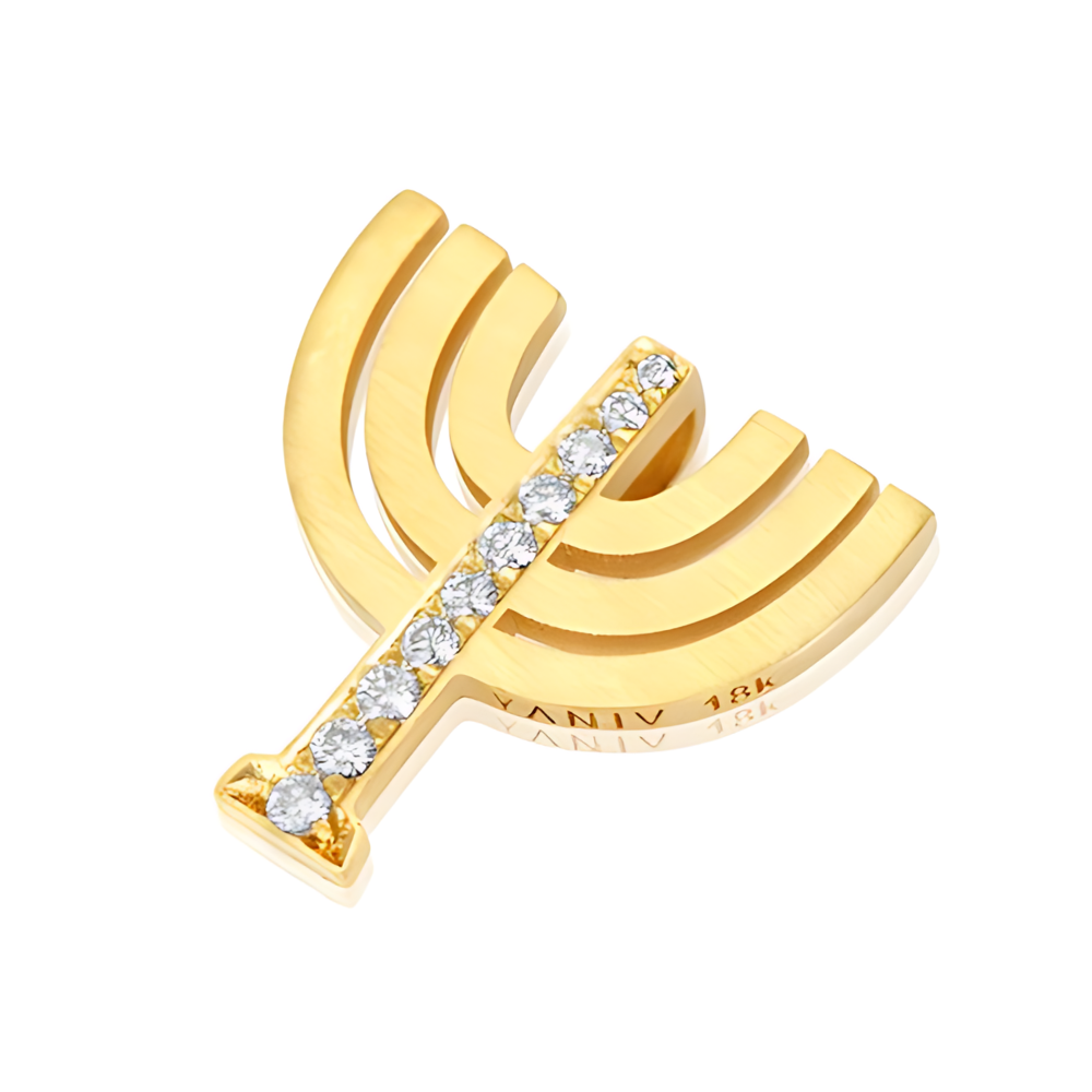 Diamond Menorah Pendant in 18K Gold