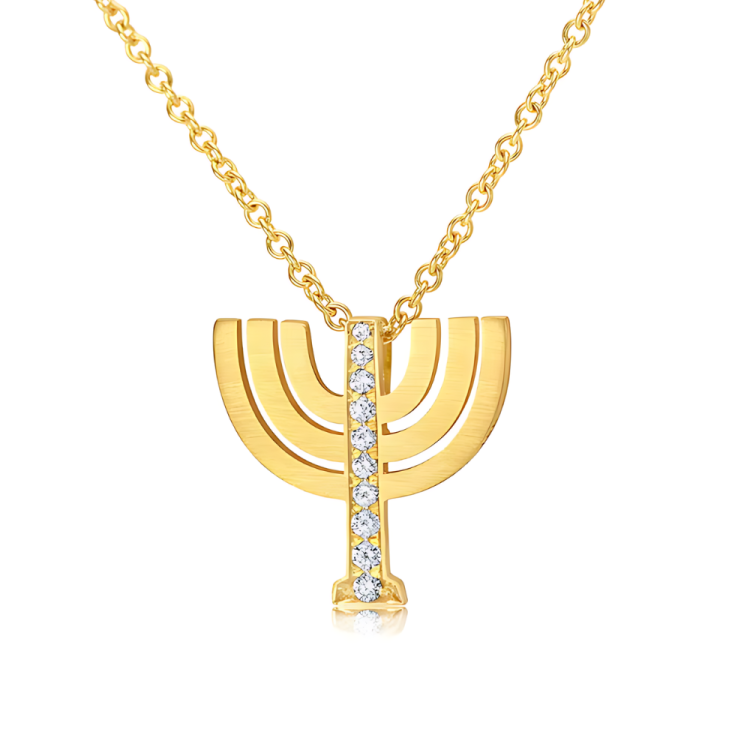 Diamond Menorah Pendant in 18K Gold