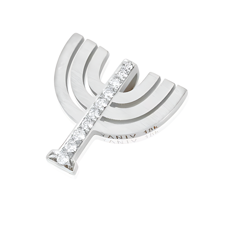 Diamond Menorah Pendant in 18K Gold