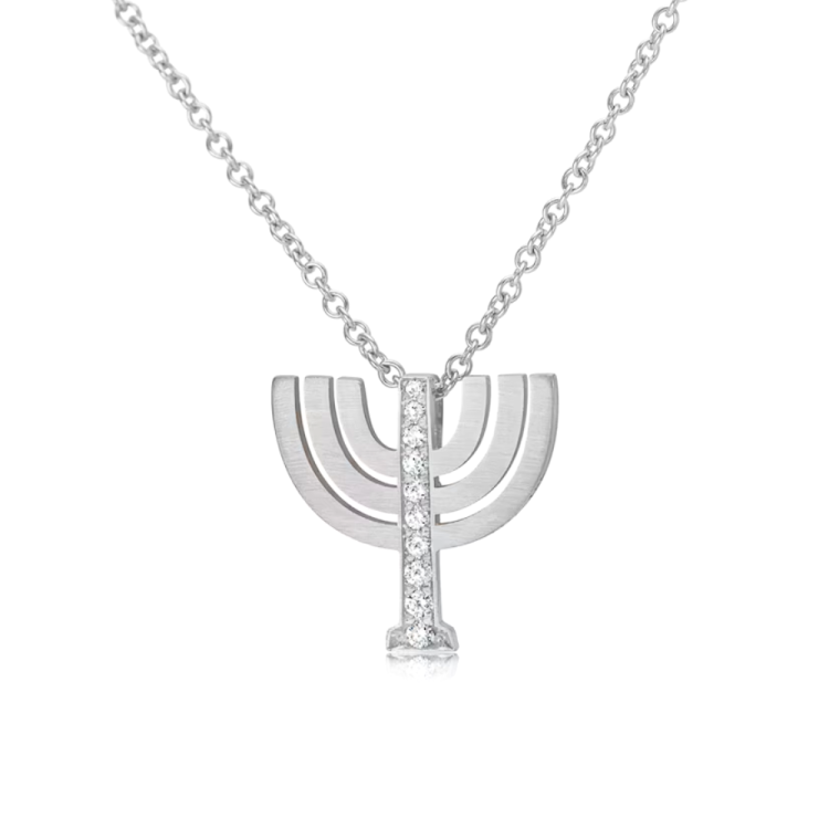 Diamond Menorah Pendant in 18K Gold