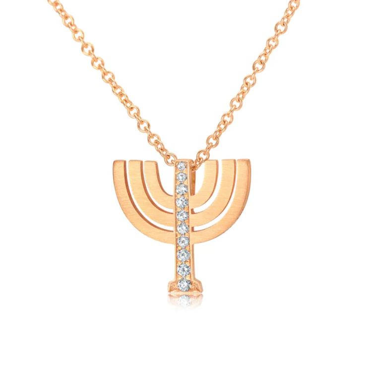 Diamond Menorah Pendant in 18K Gold