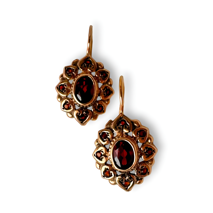 Garnet Romantic Earrings in 14K Rose Gold