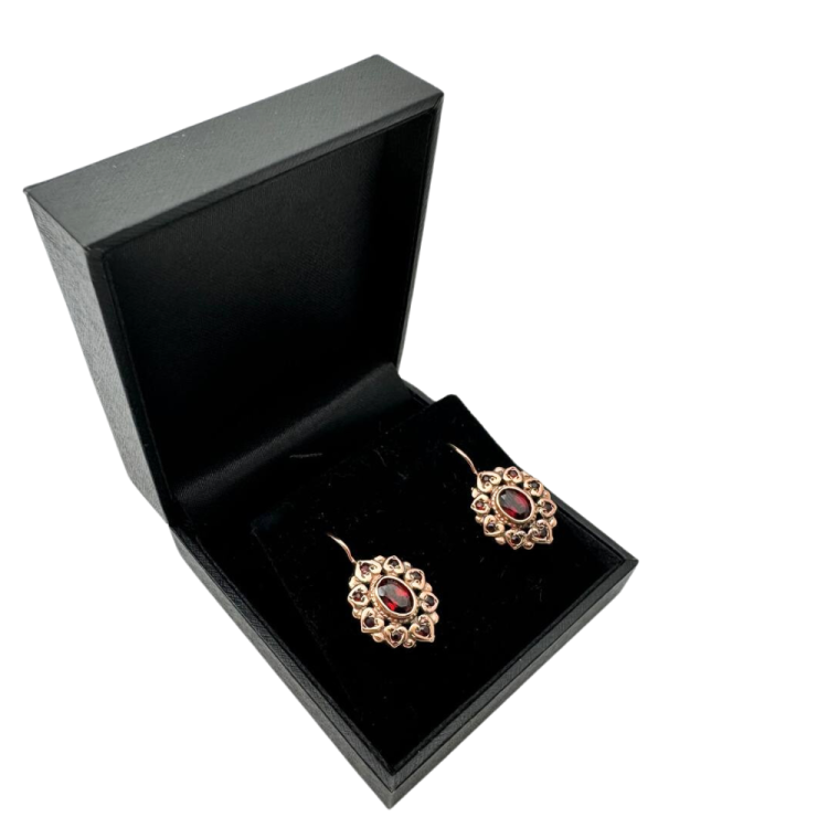 Garnet Romantic Earrings in 14K Rose Gold