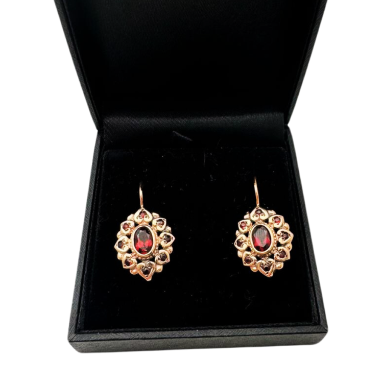 Garnet Romantic Earrings in 14K Rose Gold