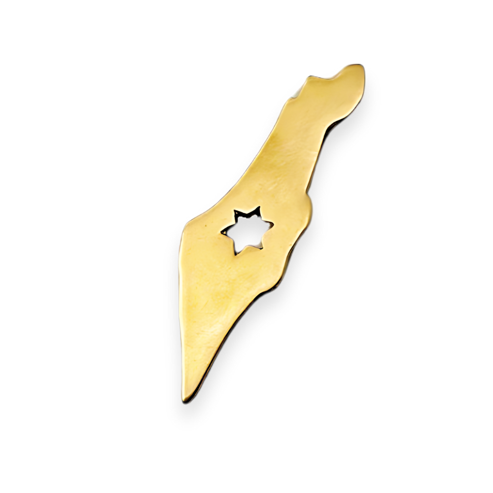 Map of Israel with Cutout Star of David 14K Gold Pendant