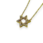 Diamond Star of David Necklace in 14K Gold - 10 mm
