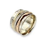 Spinning Ring in 925 Sterling Silver and 9K Gold - Boho Chic Ring
