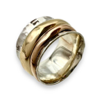 Spinning Boho Chic Ring in 925 Sterling Silver and 9K Gold - Comfort Fit Mindfulness Ring