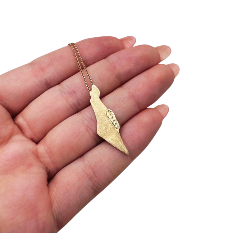 Map of Israel 14K Brushed Gold Pendant