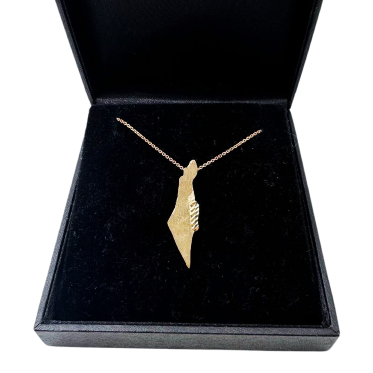 Map of Israel 14K Brushed Gold Pendant