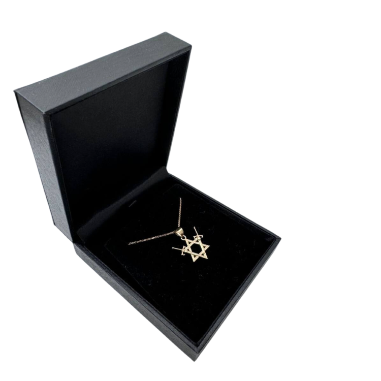 Victory Swords and Star of David Pendant in 14K Gold