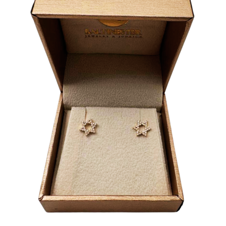 Star of David Diamond Stud Earrings in 14K Gold