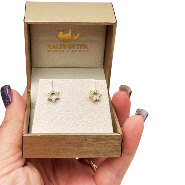 Star of David Diamond Stud Earrings in 14K Gold