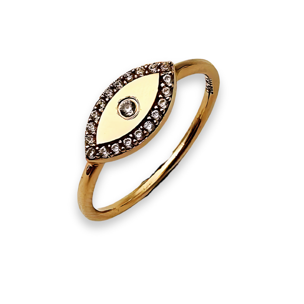 Evil Eye Diamond Ring in 14K Gold