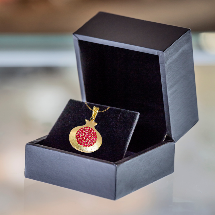 Pomegranate Pendant with 0.5 CT Rubies in 14k Gold