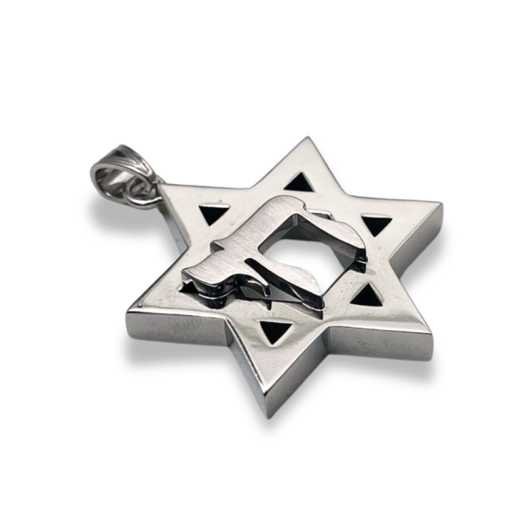 Heavyweight Large Star of David and Chai Pendant in 14k Gold for Men