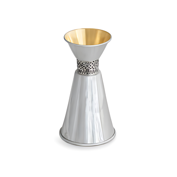 Tapered Sterling Silver Kiddush Cup with Filigree