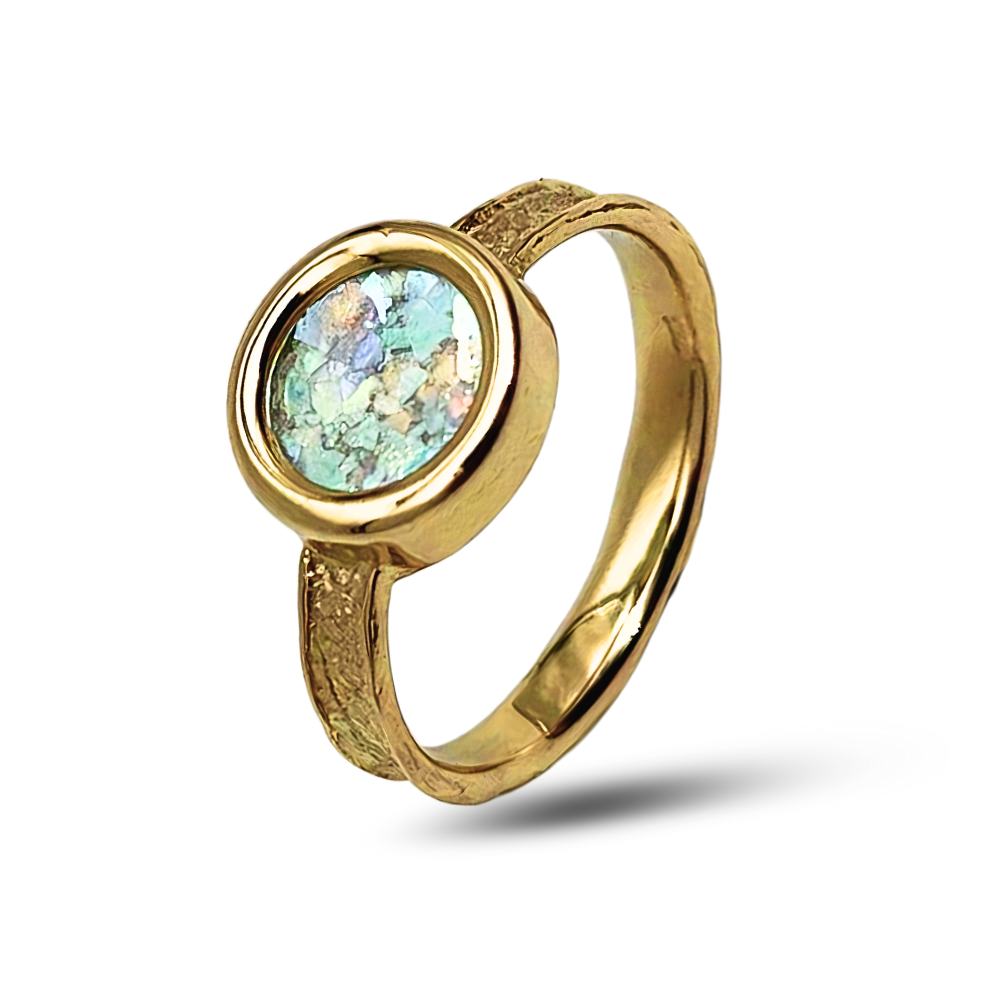 Roman Glass Ring in 14K Gold - Sleek Design