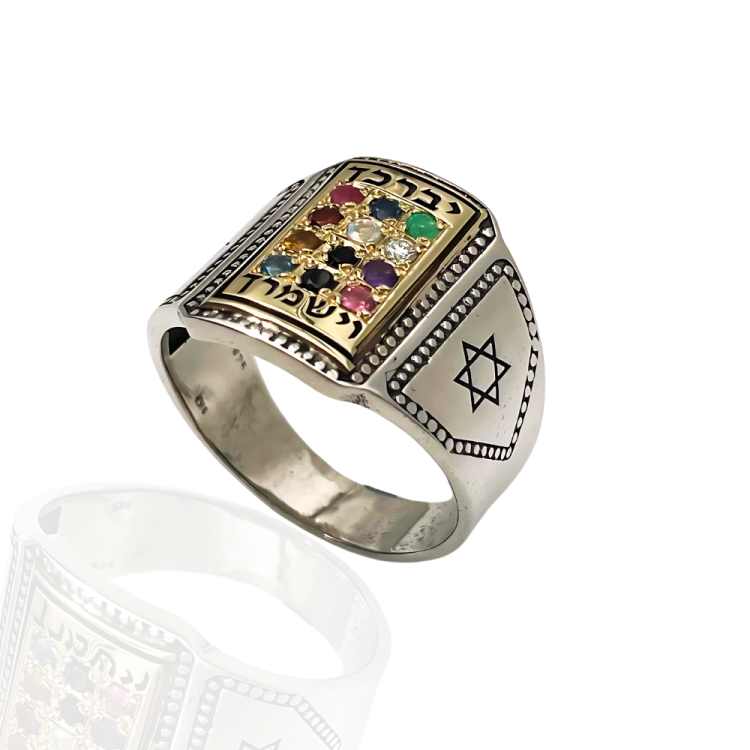 Hoshen Priestly Breastplate Ring in 14K Gold and Silver