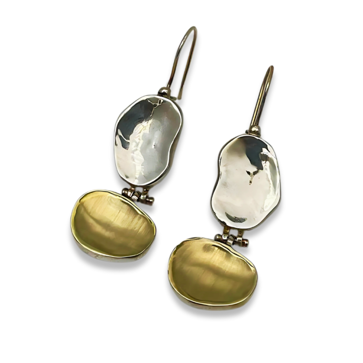 Nugget Earrings - Jerusalem stone inspired style in Silver and Gold