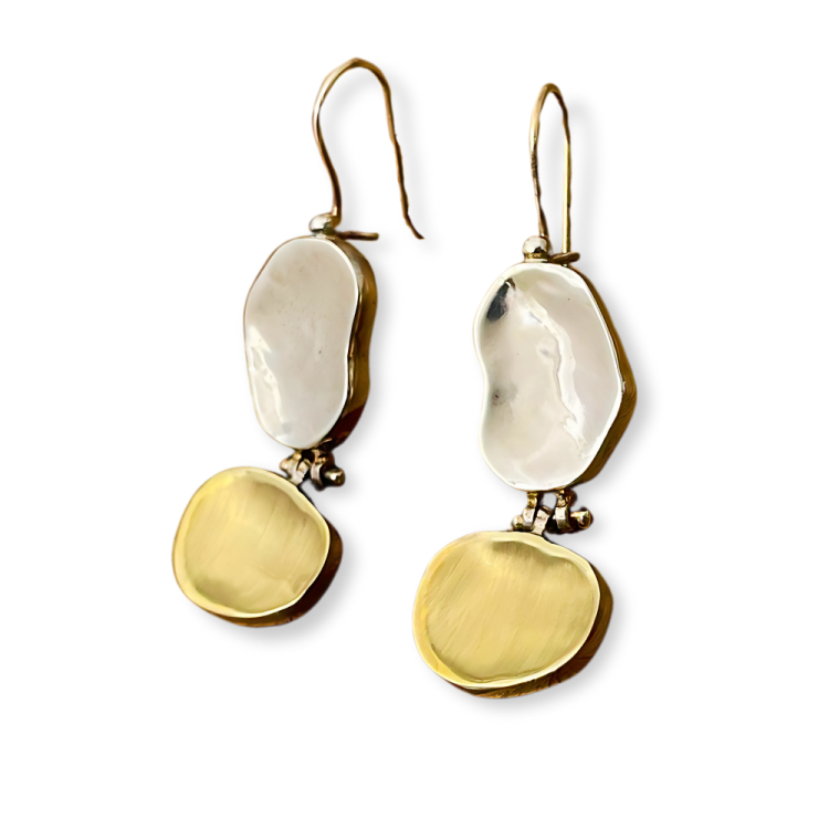 Nugget Earrings - Jerusalem stone inspired style in Silver and Gold