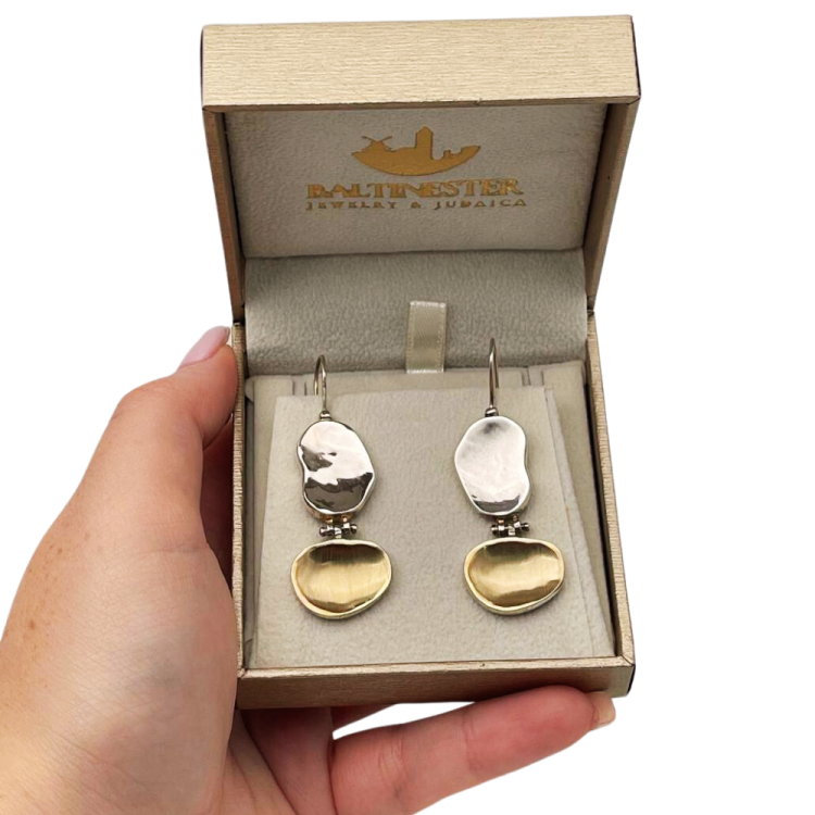 Nugget Earrings - Jerusalem stone inspired style in Silver and Gold