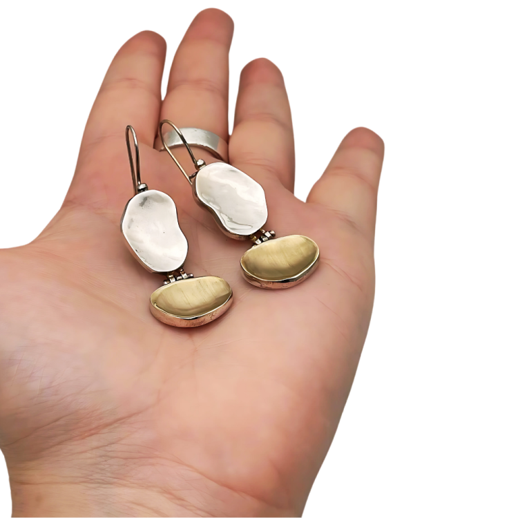 Nugget Earrings - Jerusalem stone inspired style in Silver and Gold