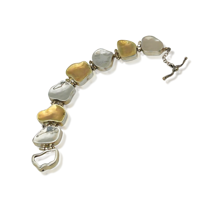 Nugget Bracelet in Silver and Gold - Jerusalem Stone design