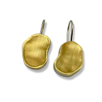 Jerusalem Stone Style Single Nugget Earrings in Silver and Gold