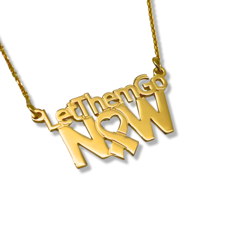 Let Them Go Now Necklace in 14K Gold - Support Israel Jewelry