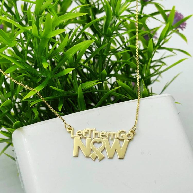 Let Them Go Now Necklace in 14K Gold - Support Israel Jewelry