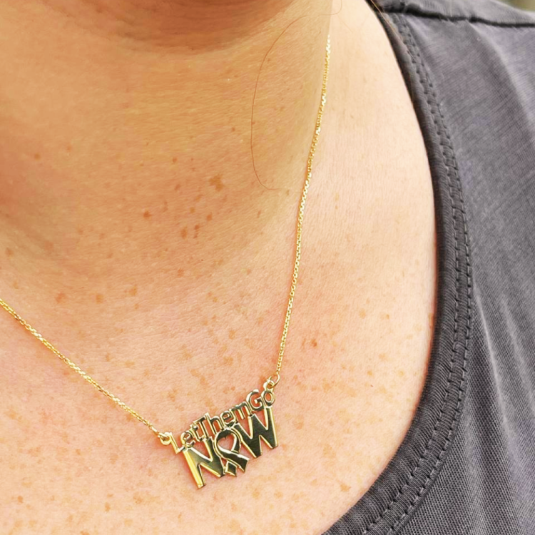 Let Them Go Now Necklace in 14K Gold - Support Israel Jewelry