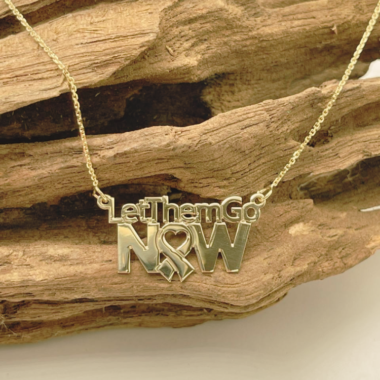 Let Them Go Now Necklace in 14K Gold - Support Israel Jewelry