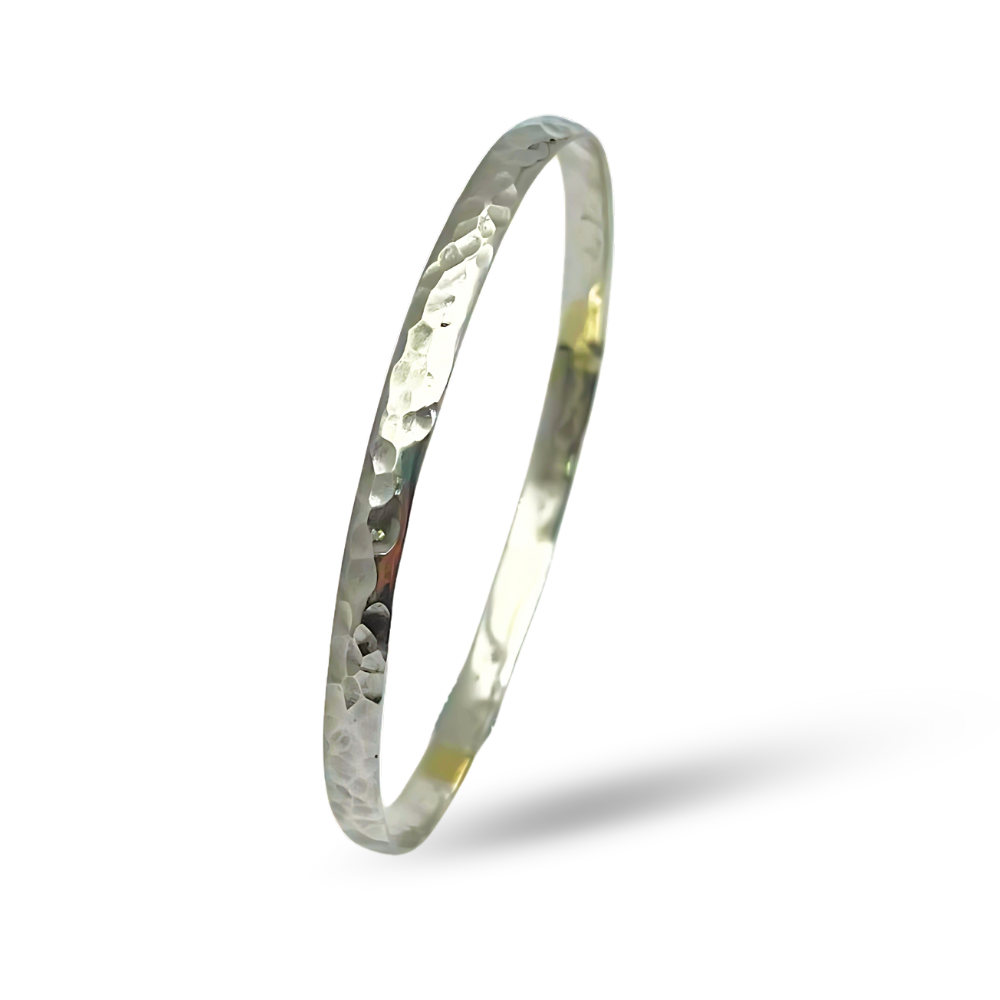 Moroccan Bangle in Silver - Hammered Finish