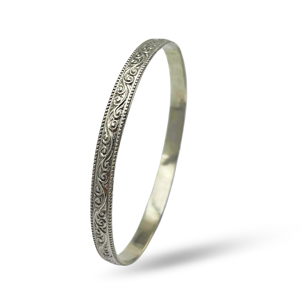 Moroccan Bangle in Silver - Curlicue Design