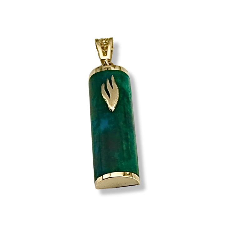 Mezuzah Pendant with Eilat Stone and Shin in 14K Gold