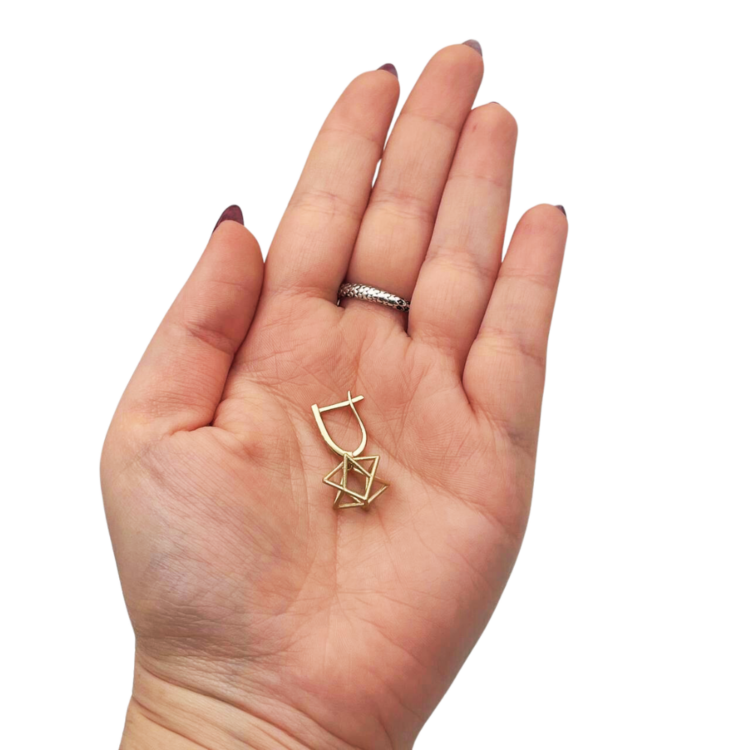 Merkaba Star of David 3D Earrings in 14K Gold