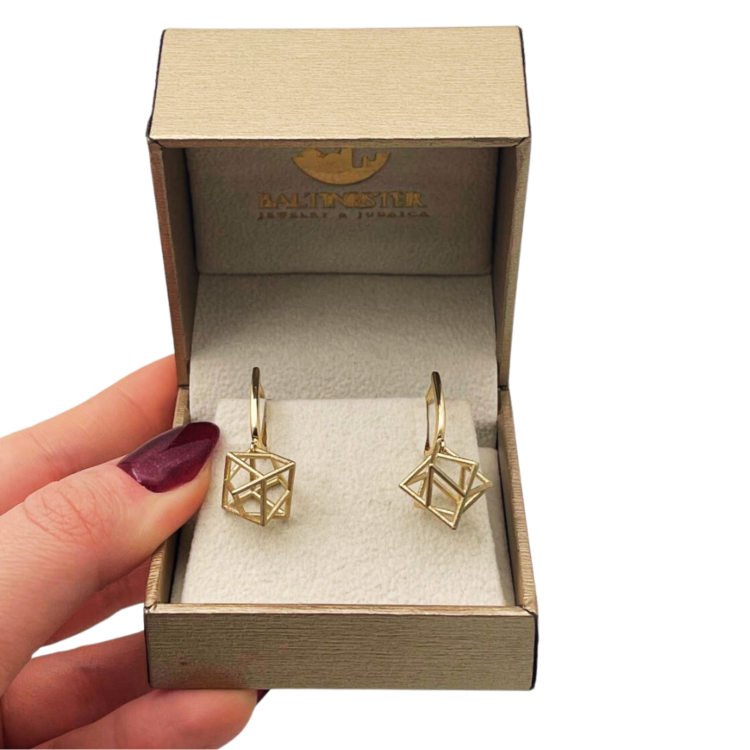 Merkaba Star of David 3D Earrings in 14K Gold