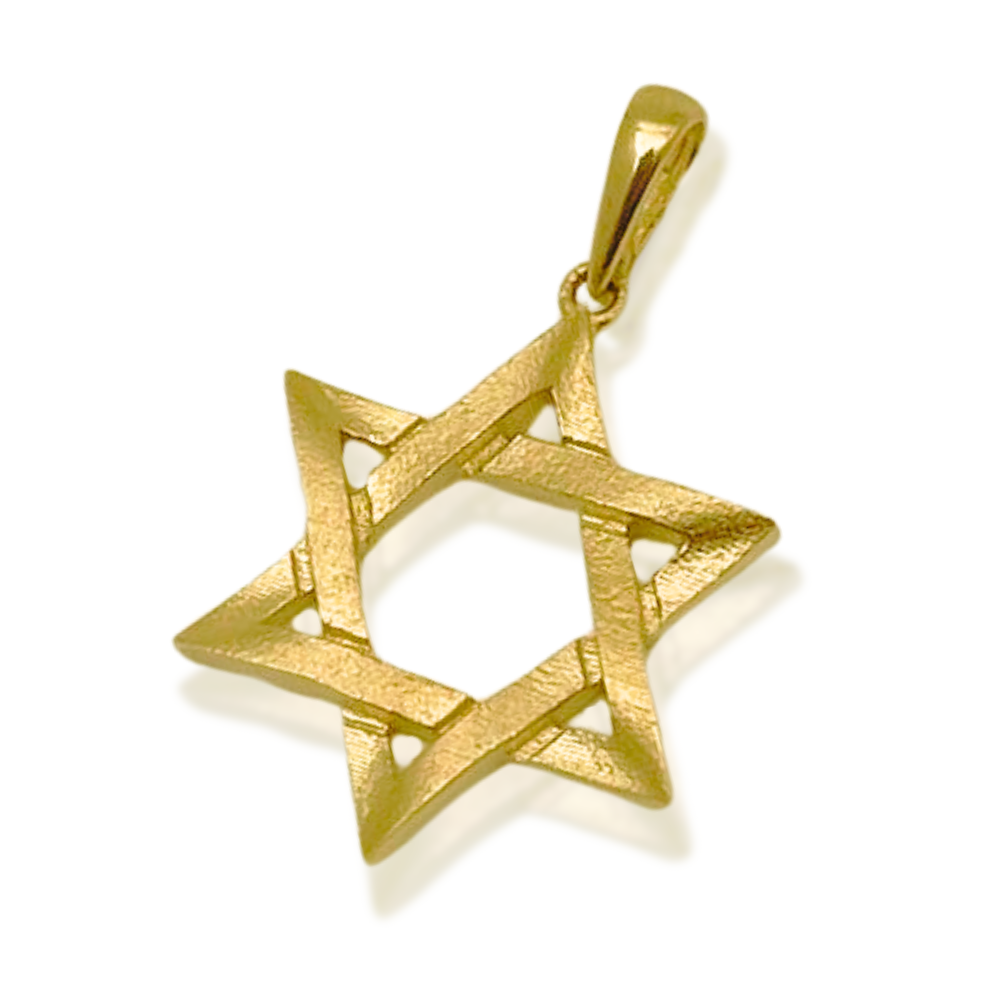 Handmade 14K Gold Star of David Pendant – Textured Design