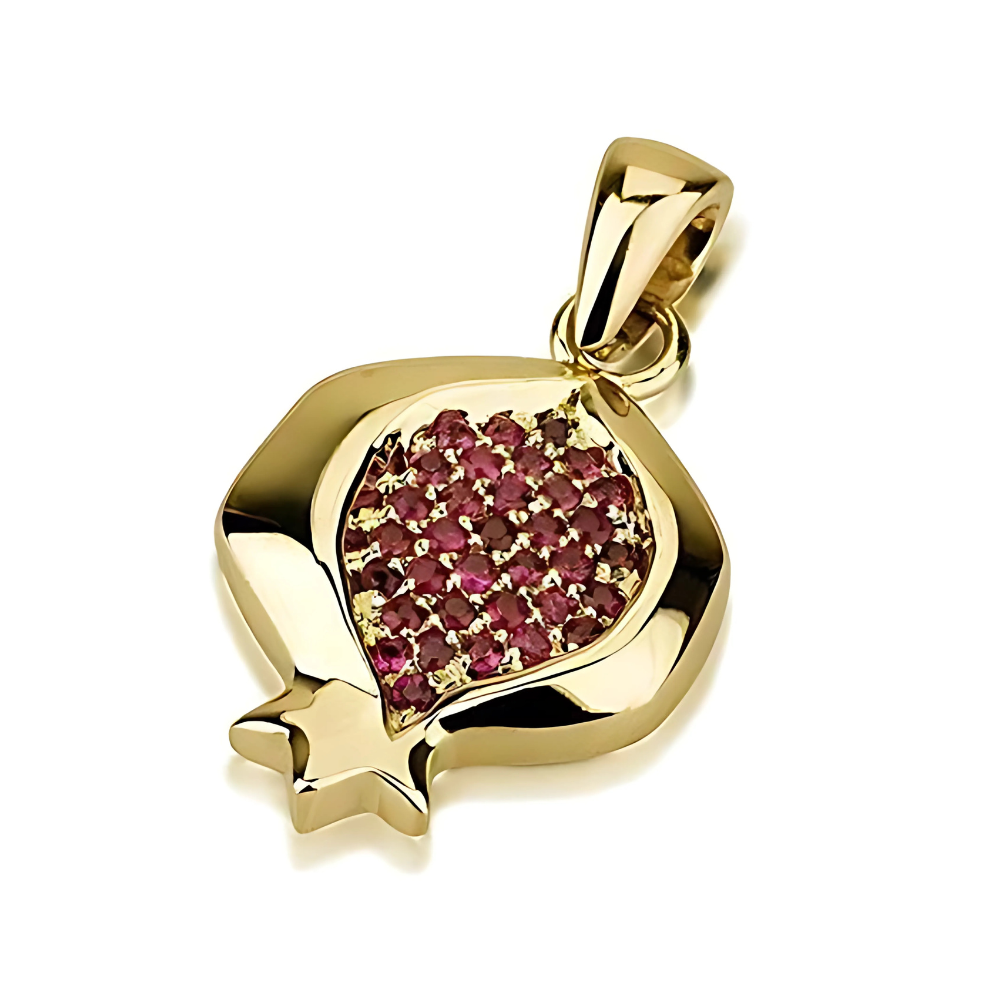 Ruby Pomegranate Pendant 14k Gold