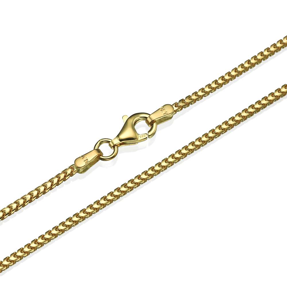 Franco Chain in 14k Yellow Gold 1.5mm 16-28" - Baltinester Jewelry