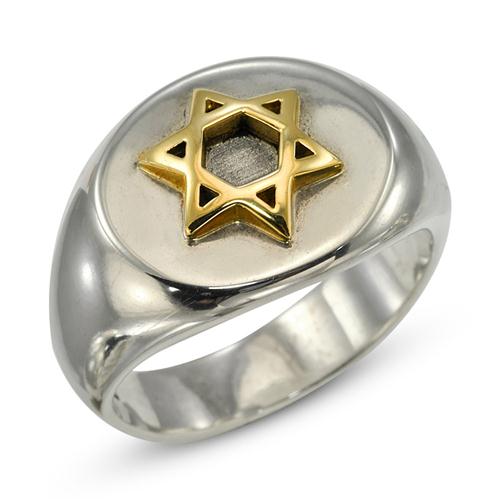 Silver and Gold Star of David Jewish Ring - Baltinester Jewelry