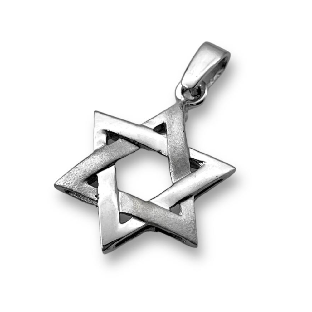 14K White Gold Brushed Star of David Pendant