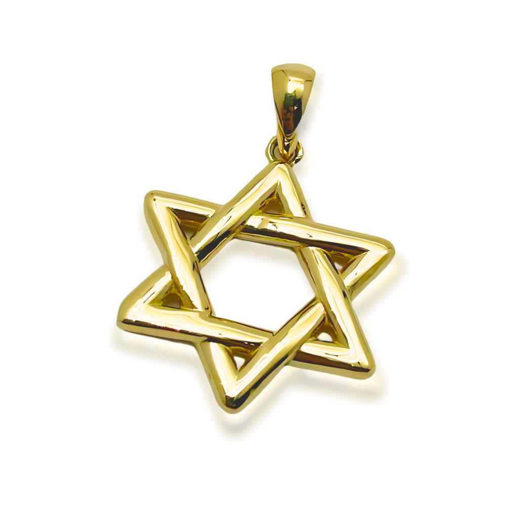 Wavy Star of David Pendant 14k Gold