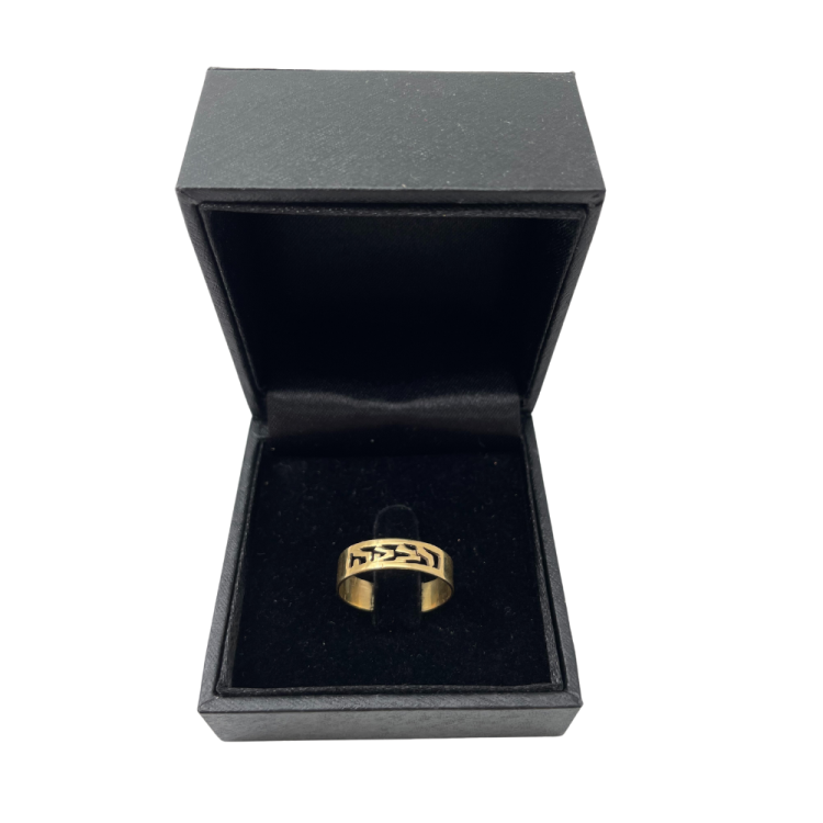 14k Gold Cutout Bordered Name Ring