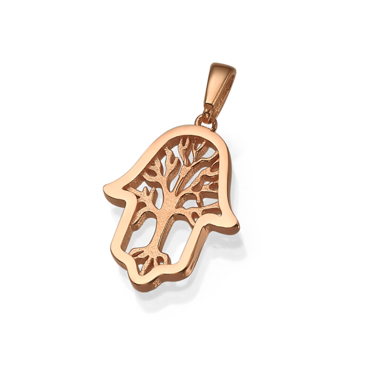 Hamsa & Tree of Life Pendant in 14K Gold