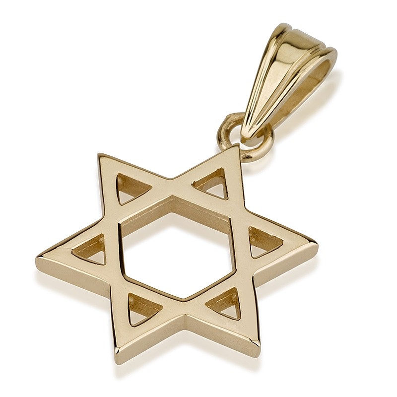 Classic Thick 14K Gold Star of David Pendant